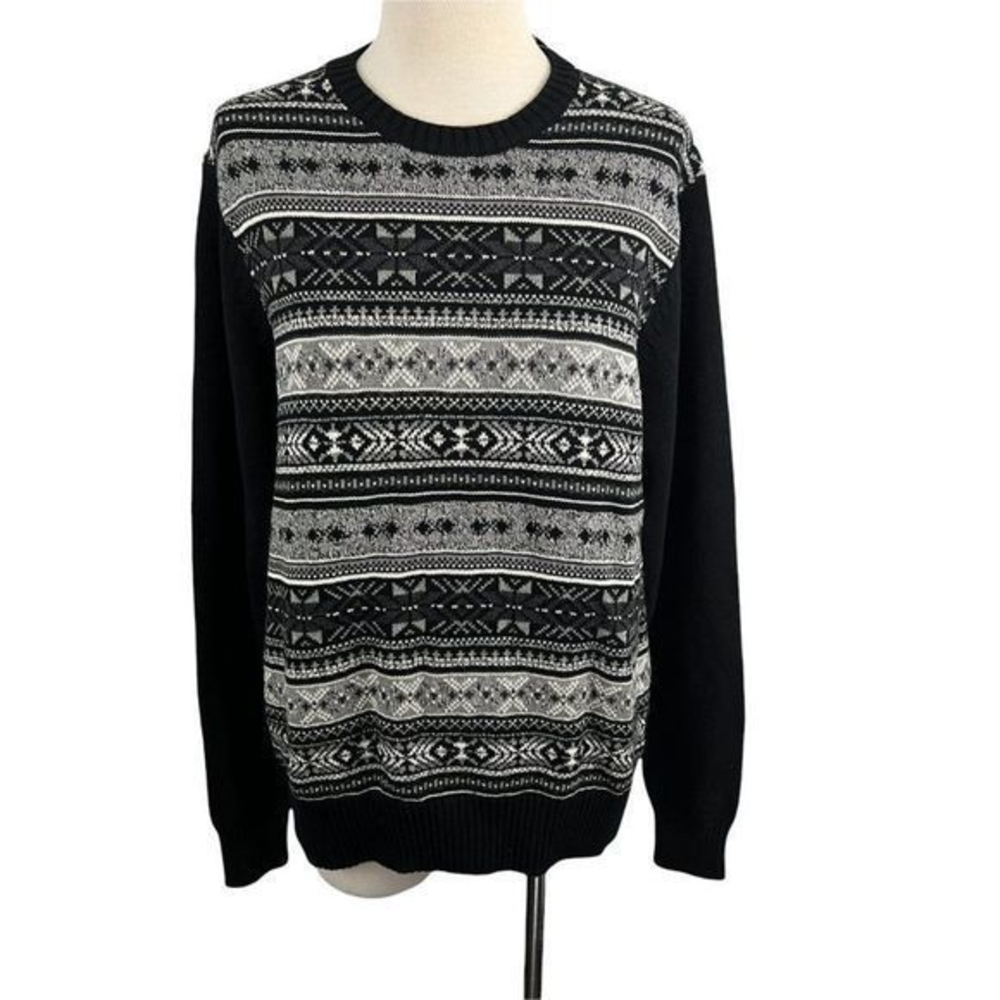 NWT WEATHERPROOF‎ Black Crew Neck Holiday Sweater  (XL)